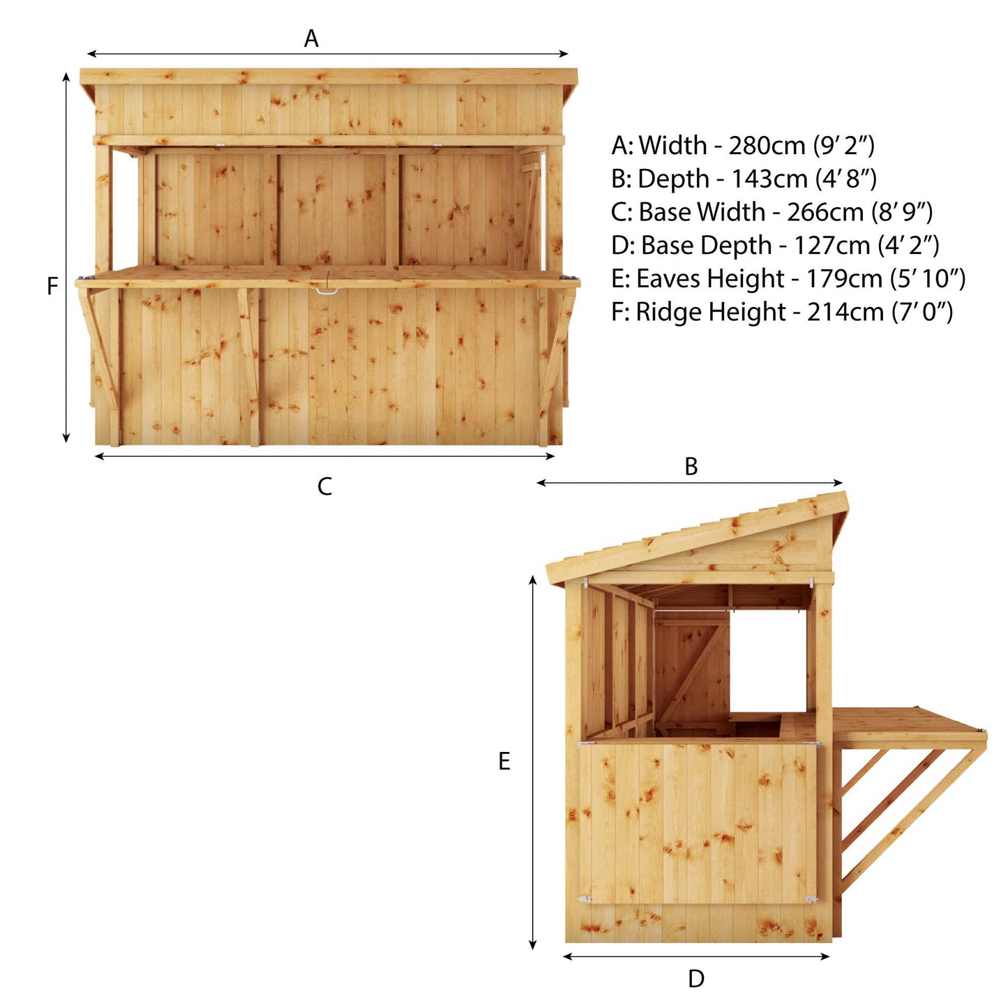 Mercia Premium Pressure Treated Garden Bar 9 x 4 With Shutters