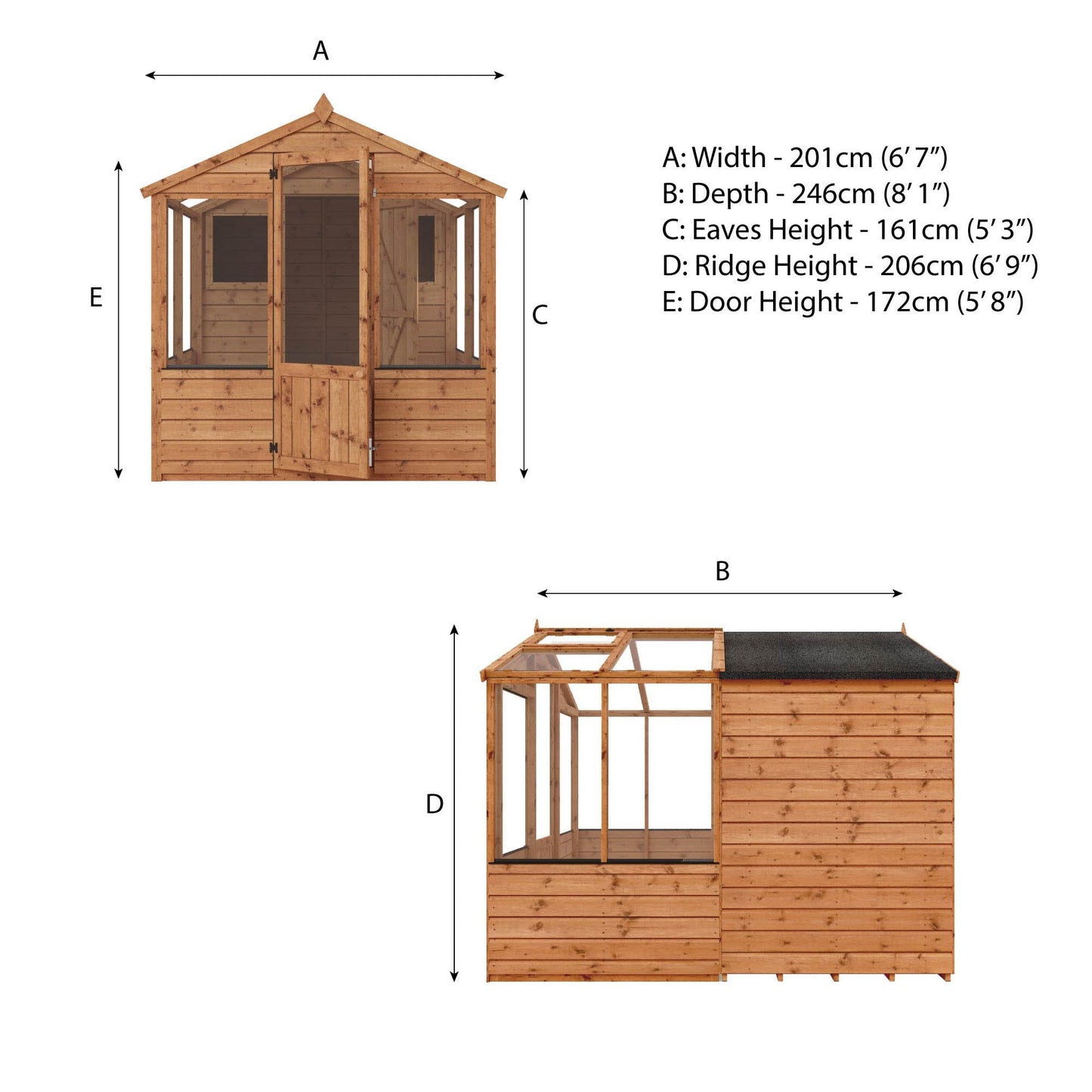 Mercia 8 x 6 Traditional Apex Greenhouse Combi Shed