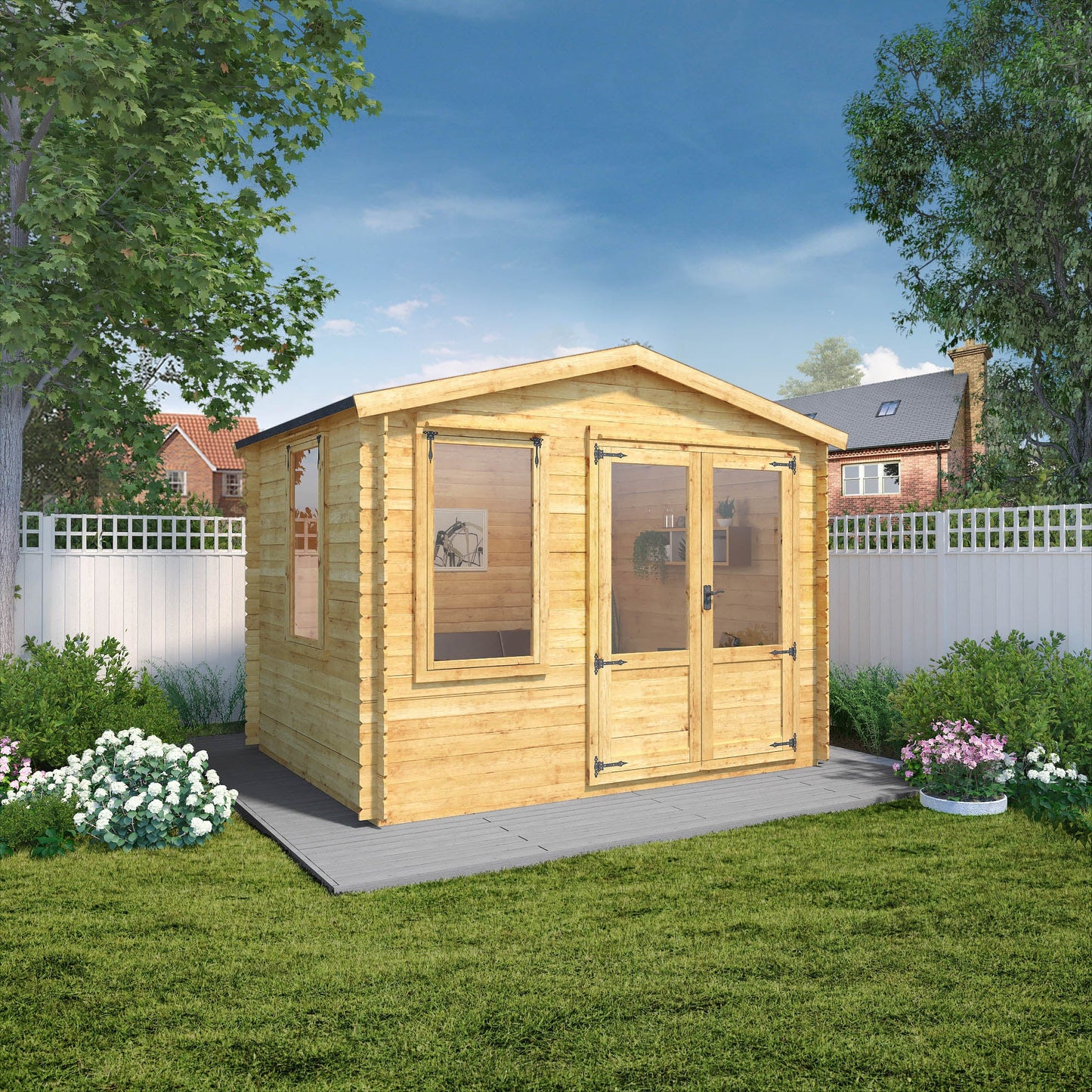 Mercia 2.6m x 3.3m Apex Log Cabin - 19mm