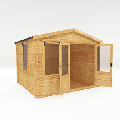 Mercia 3.3m x 3.0m Apex Log Cabin - 19mm