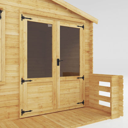 Mercia 3.3m x 3.4m Apex Log Cabin with Veranda - 19mm