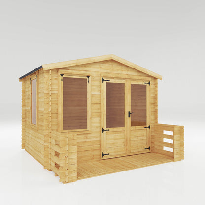 Mercia 3.3m x 3.4m Apex Log Cabin with Veranda - 19mm