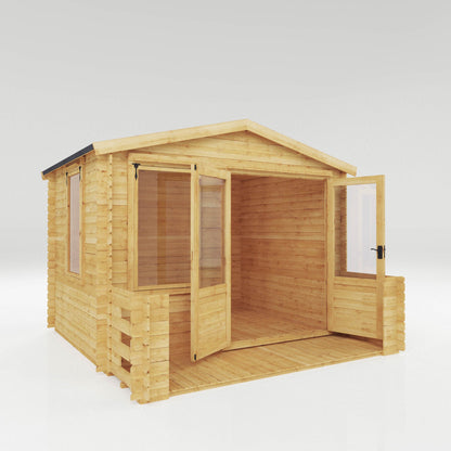 Mercia 3.3m x 3.4m Apex Log Cabin with Veranda - 19mm