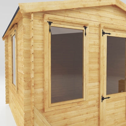 Mercia 3.3m x 3.7m Apex Log Cabin with Veranda - 19mm