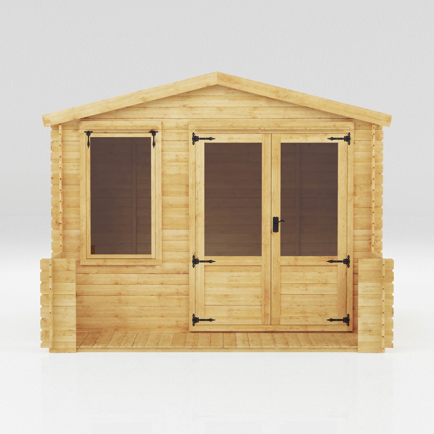 Mercia 3.3m x 3.7m Apex Log Cabin with Veranda - 19mm