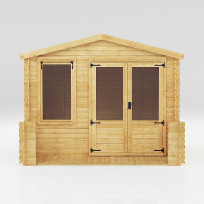 Mercia 3.3m x 3.7m Apex Log Cabin with Veranda - 19mm