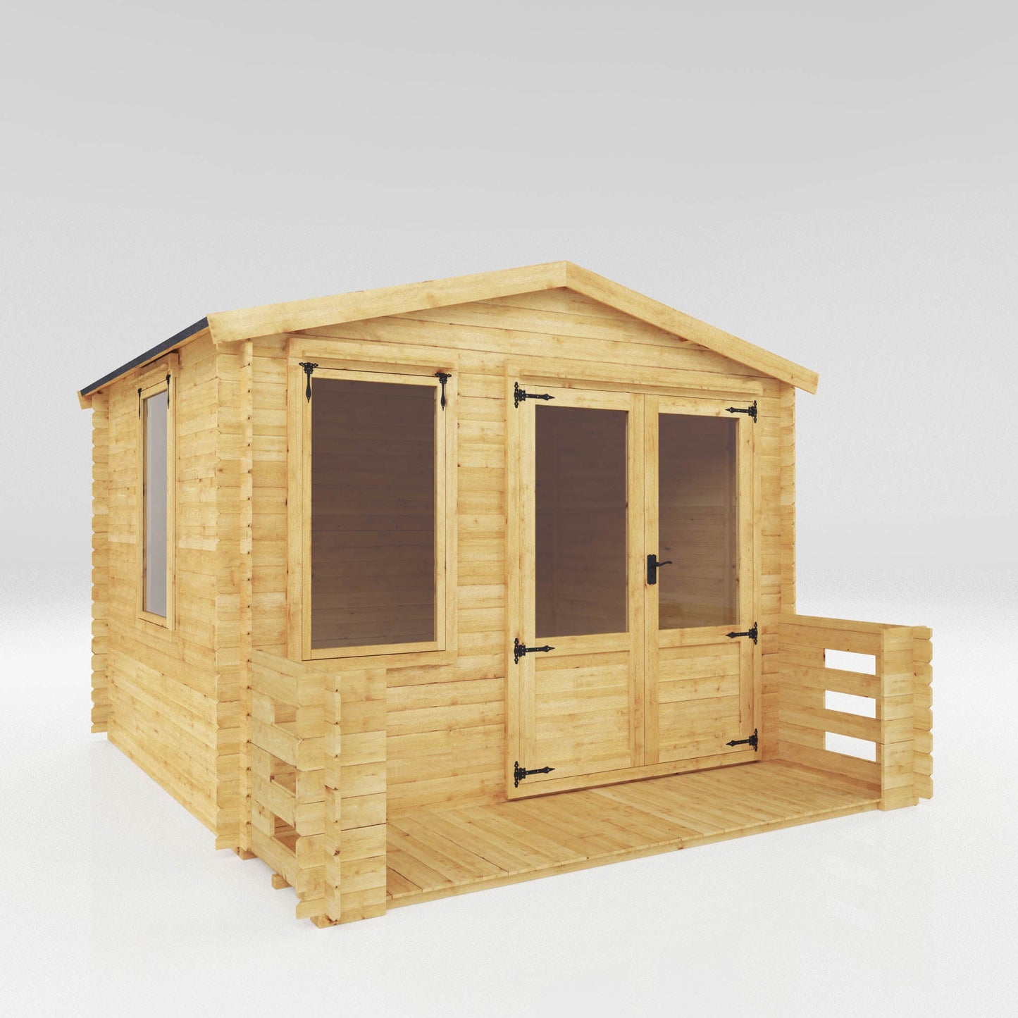 Mercia 3.3m x 3.7m Apex Log Cabin with Veranda - 19mm