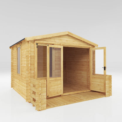 Mercia 3.3m x 3.7m Apex Log Cabin with Veranda - 19mm