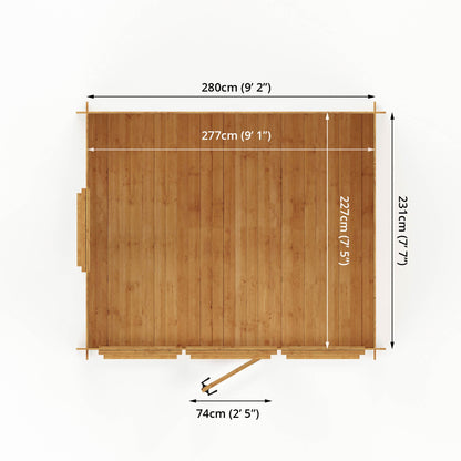 Mercia 3m x 2.5m Reverse Apex Log Cabin - 19mm