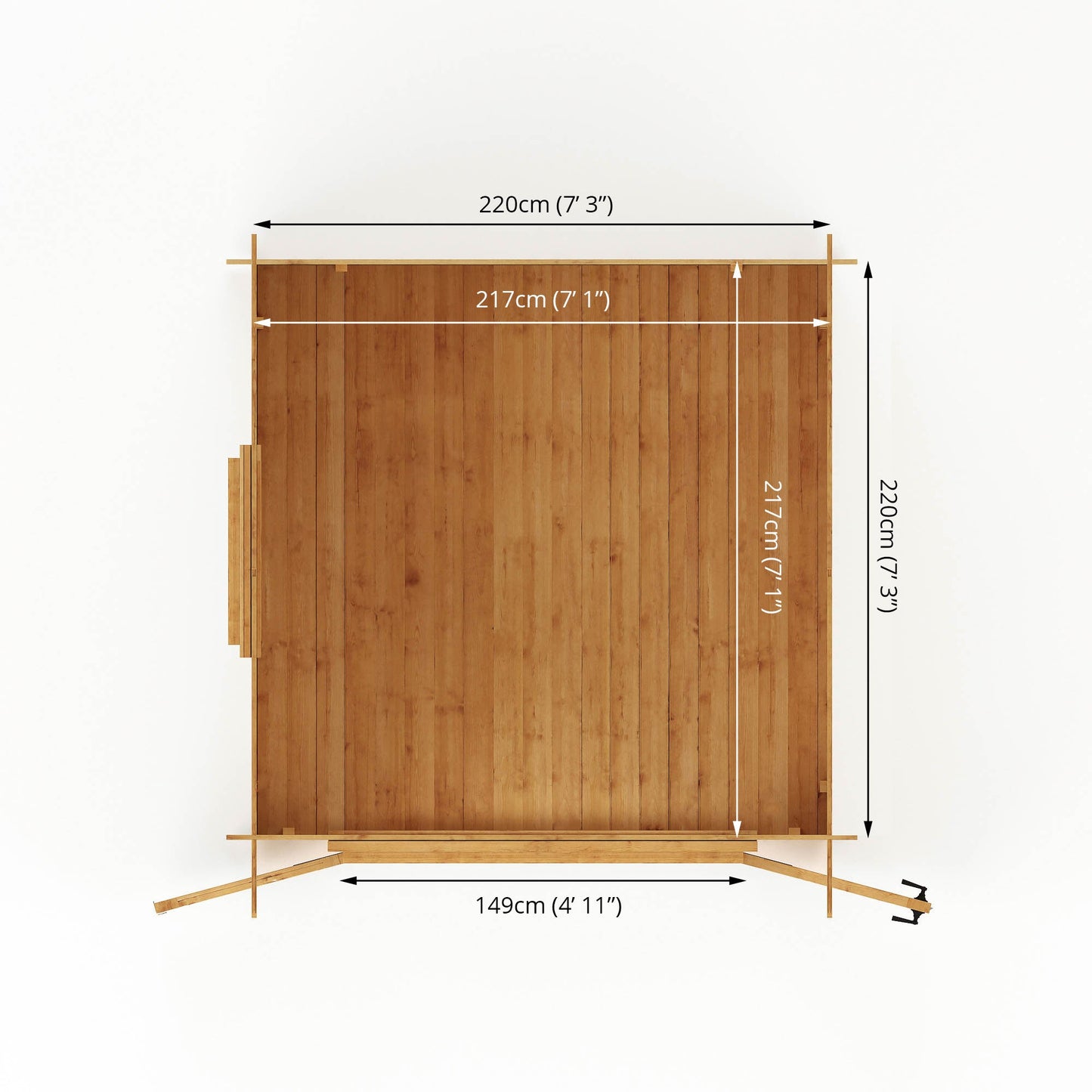 Mercia 2.4m x 2.4m Pent Log Cabin - 19mm