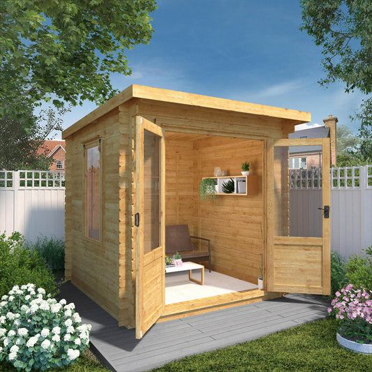 Mercia 2.4m x 2.4m Pent Log Cabin - 19mm