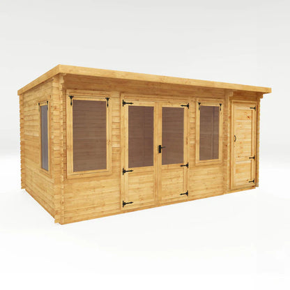 Mercia 5.1m x 3m Pent Log Cabin With Side Shed - 19mm