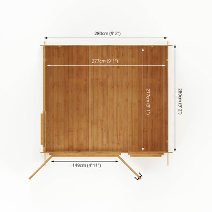 Mercia 3m x 3m Pent Log Cabin - 19mm