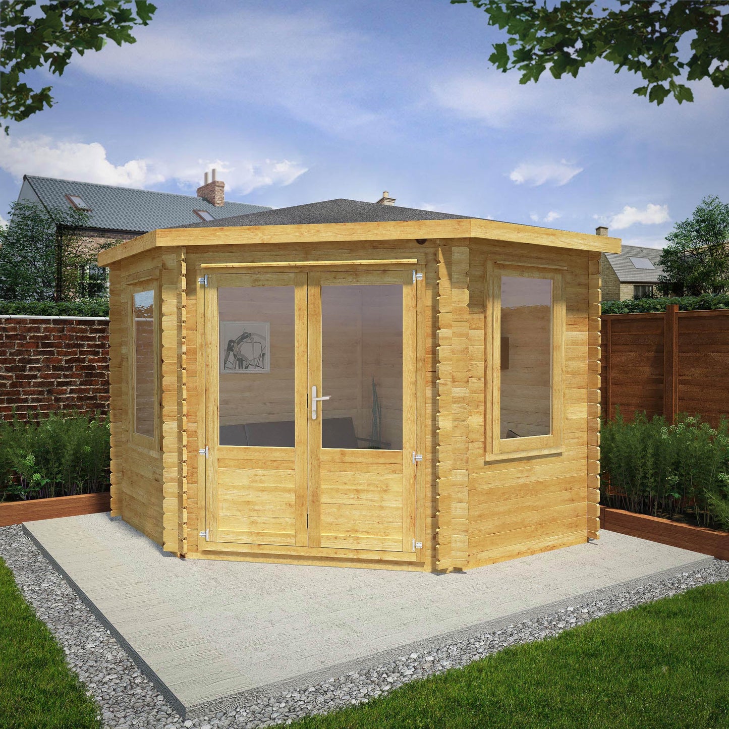 Mercia 3m x 3m Corner Log Cabin - 28mm