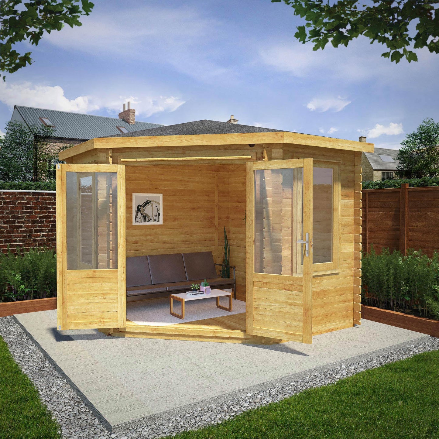 Mercia 3m x 3m Corner Log Cabin - 28mm