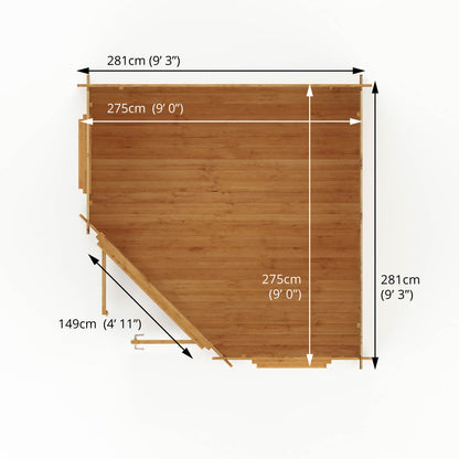 Mercia 3m x 3m Corner Log Cabin - 28mm