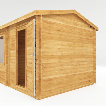 Mercia 5m x 3m Corner Lodge Log Cabin With Side Shed - 28mm