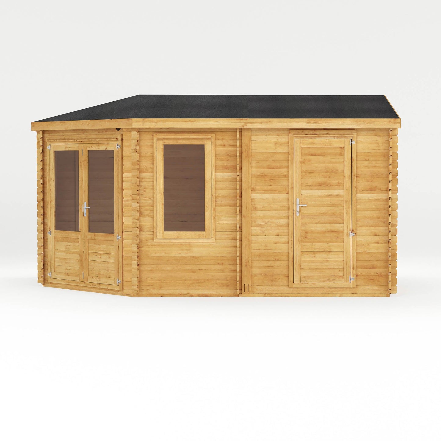 Mercia 5m x 3m Corner Lodge Log Cabin With Side Shed - 28mm