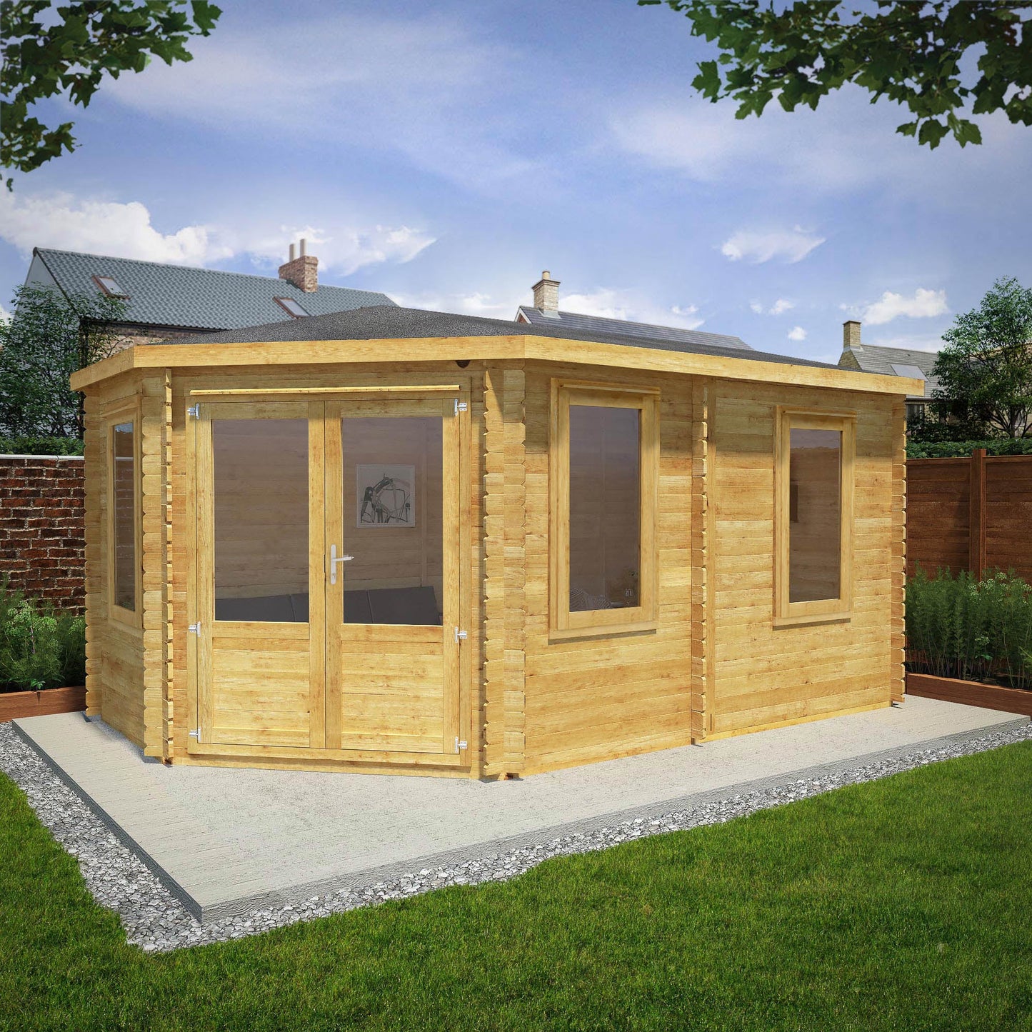 Mercia 5m x 3m Corner Lodge Log Cabin - 28mm