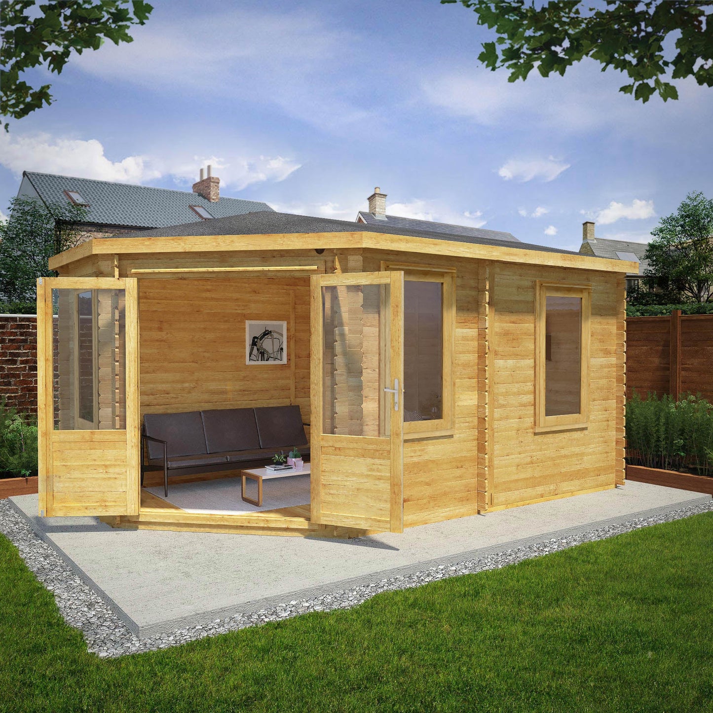 Mercia 5m x 3m Corner Lodge Log Cabin - 28mm