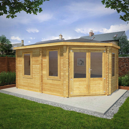 Mercia 5m x 3m Corner Lodge Log Cabin - 28mm