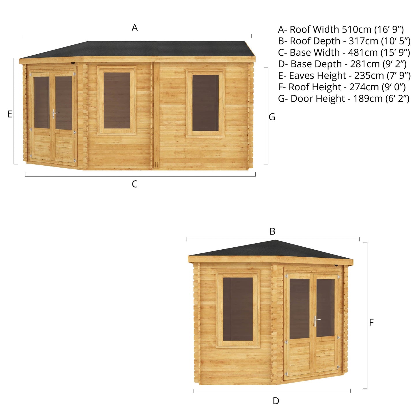 Mercia 5m x 3m Corner Lodge Log Cabin - 28mm