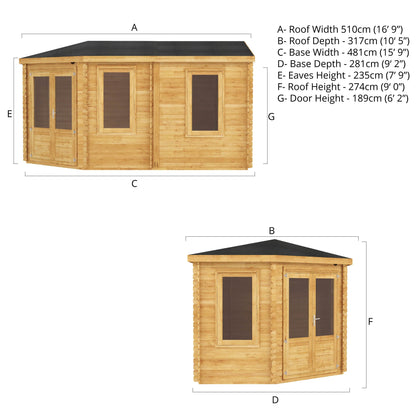 Mercia 5m x 3m Corner Lodge Log Cabin - 28mm