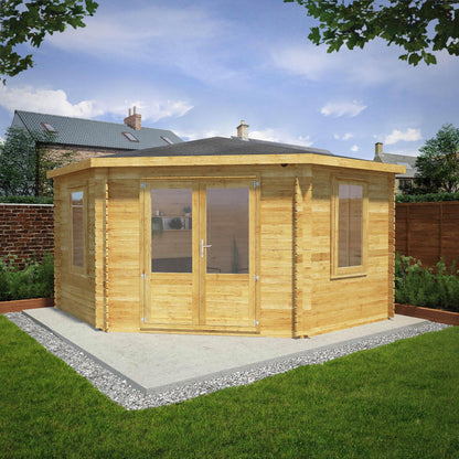 Mercia 4m x 4m Corner Log Cabin - 28mm