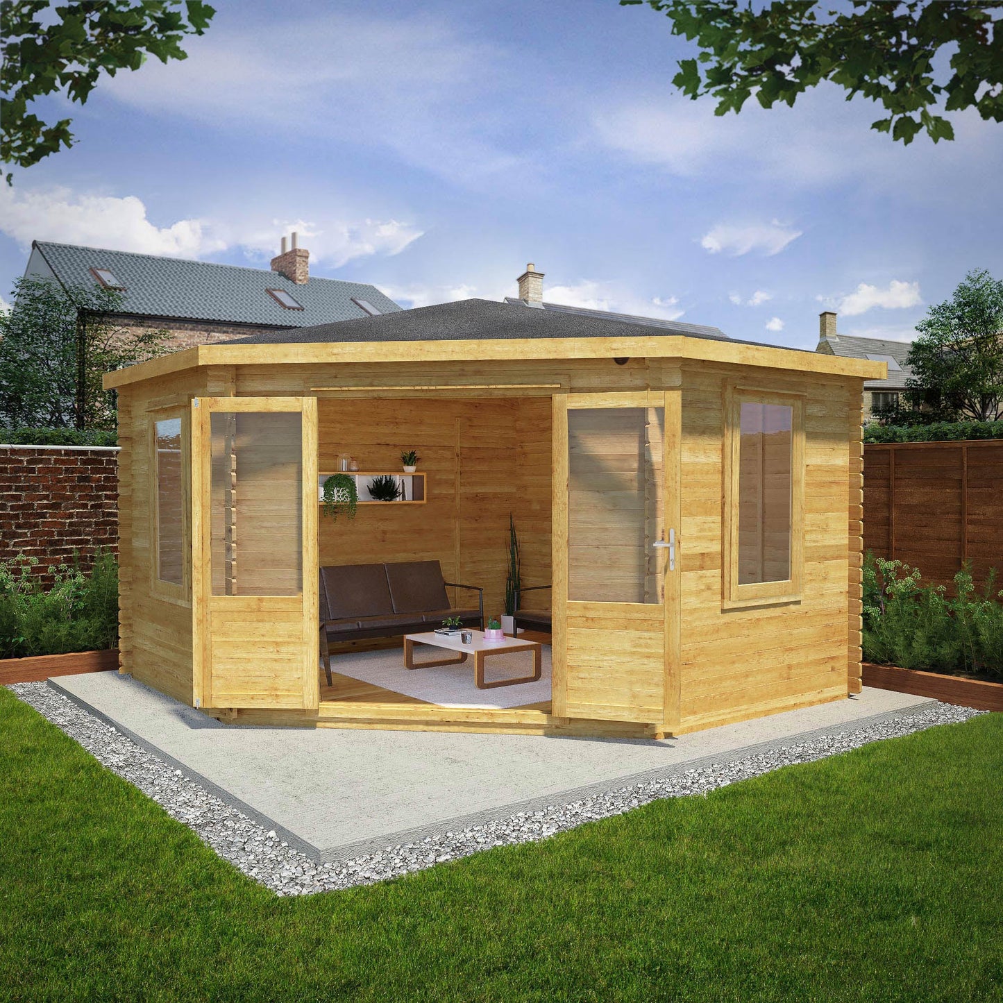 Mercia 4m x 4m Corner Log Cabin - 28mm