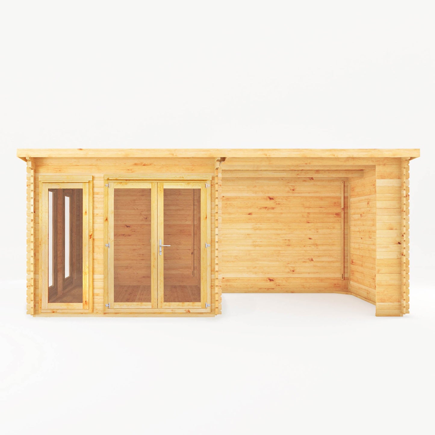 Mercia 6m x 3m Studio Pent Log Cabin With Patio Area - 28mm