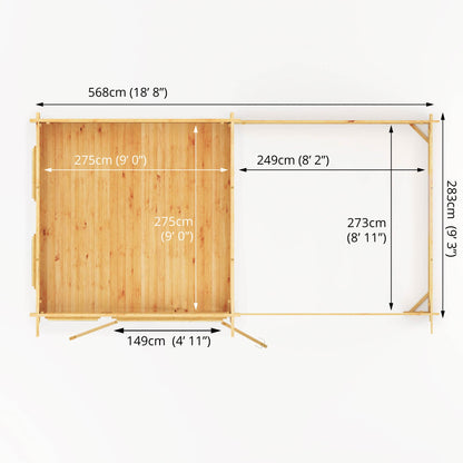 Mercia 6m x 3m Studio Pent Log Cabin With Patio Area - 28mm