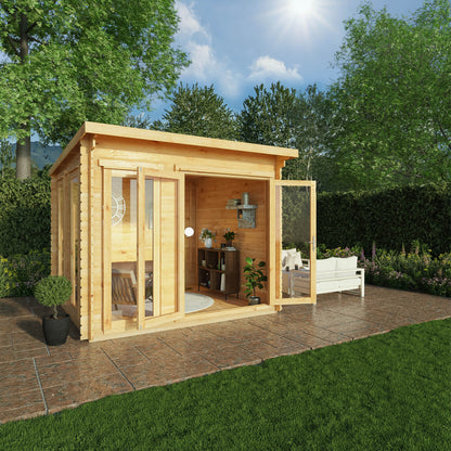 Mercia 3m x 3m Studio Pent Log Cabin - 28mm