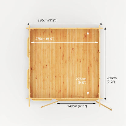 Mercia 3m x 3m Studio Pent Log Cabin - 28mm