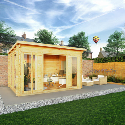 Mercia 4m x 3m Studio Pent Log Cabin - 28mm