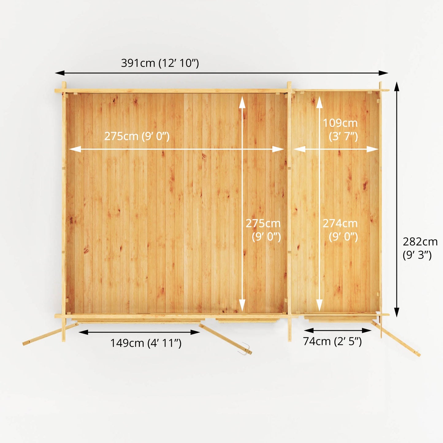 Mercia 4.1m x 3m Elite Pent Log Cabin With Side Shed - 28mm