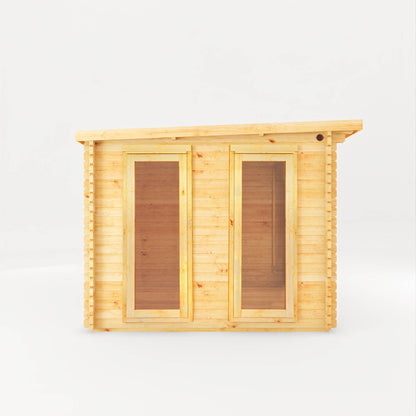 Mercia 4.1m x 3m Studio Pent Log Cabin With Side Shed - 28mm