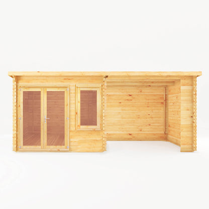 Mercia 6m x 3m Elite Pent Log Cabin With Patio Area - 28mm