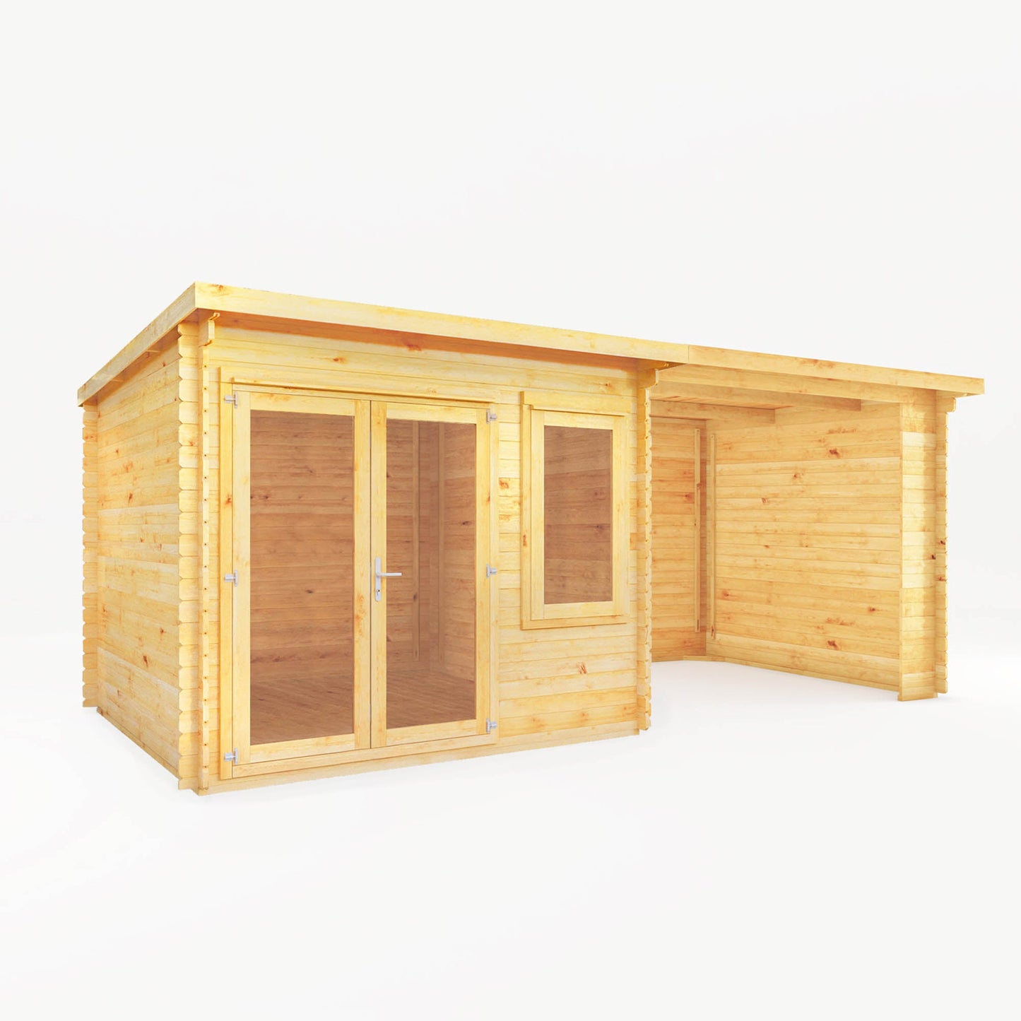 Mercia 6m x 3m Elite Pent Log Cabin With Patio Area - 28mm