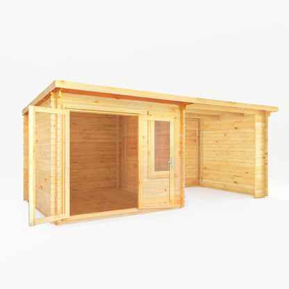 Mercia 6m x 3m Elite Pent Log Cabin With Patio Area - 28mm