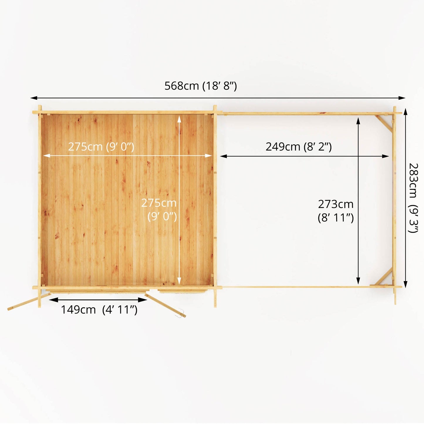 Mercia 6m x 3m Elite Pent Log Cabin With Patio Area - 28mm