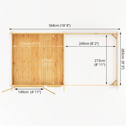 Mercia 6m x 3m Elite Pent Log Cabin With Patio Area - 28mm