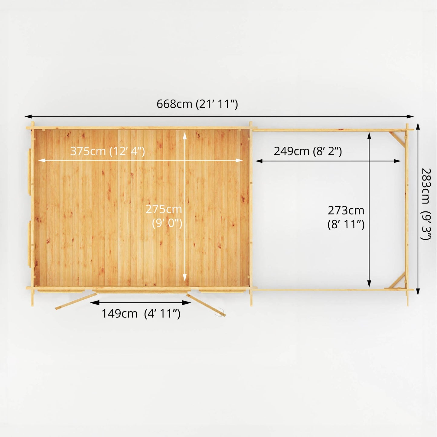 Mercia 7m x 3m Studio Pent Log Cabin With Patio Area - 28mm