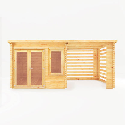 Mercia 6m x 3m Elite Pent Log Cabin With Slatted Area - 28mm