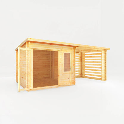 Mercia 6m x 3m Elite Pent Log Cabin With Slatted Area - 28mm