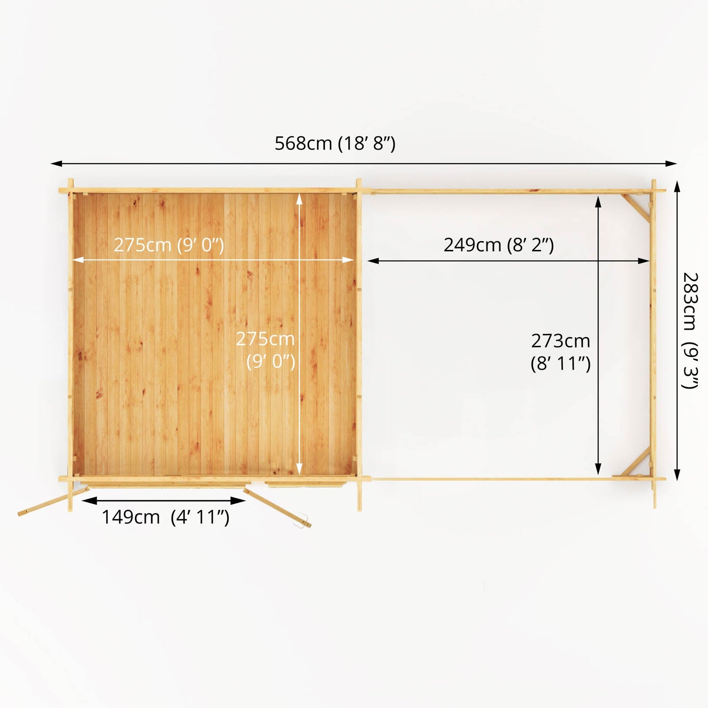 Mercia 6m x 3m Elite Pent Log Cabin With Slatted Area - 28mm