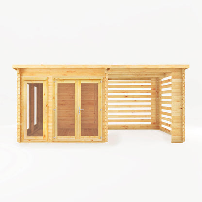 Mercia 6m x 3m Studio Pent Log Cabin With Slatted Area - 28mm