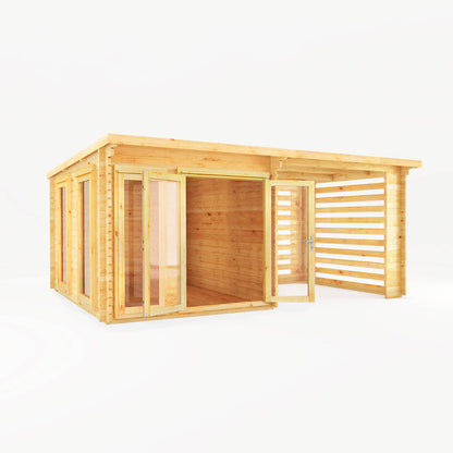 Mercia 6m x 3m Studio Pent Log Cabin With Slatted Area - 28mm