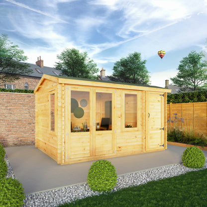 Mercia 4.1m x 3m Home Office Elite With Side Shed - 28mm