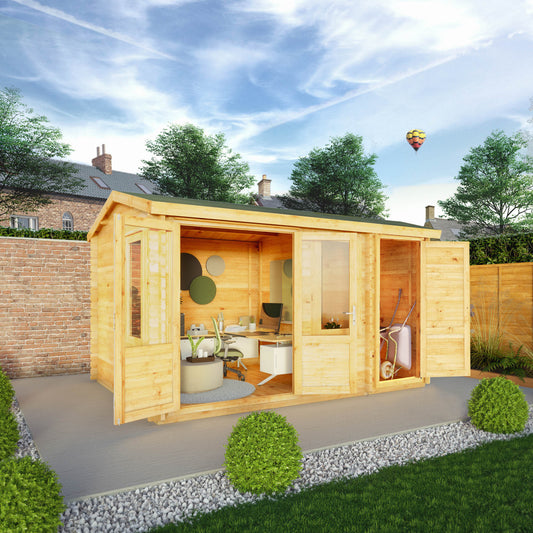 Mercia 4.1m x 3m Home Office Elite With Side Shed - 28mm