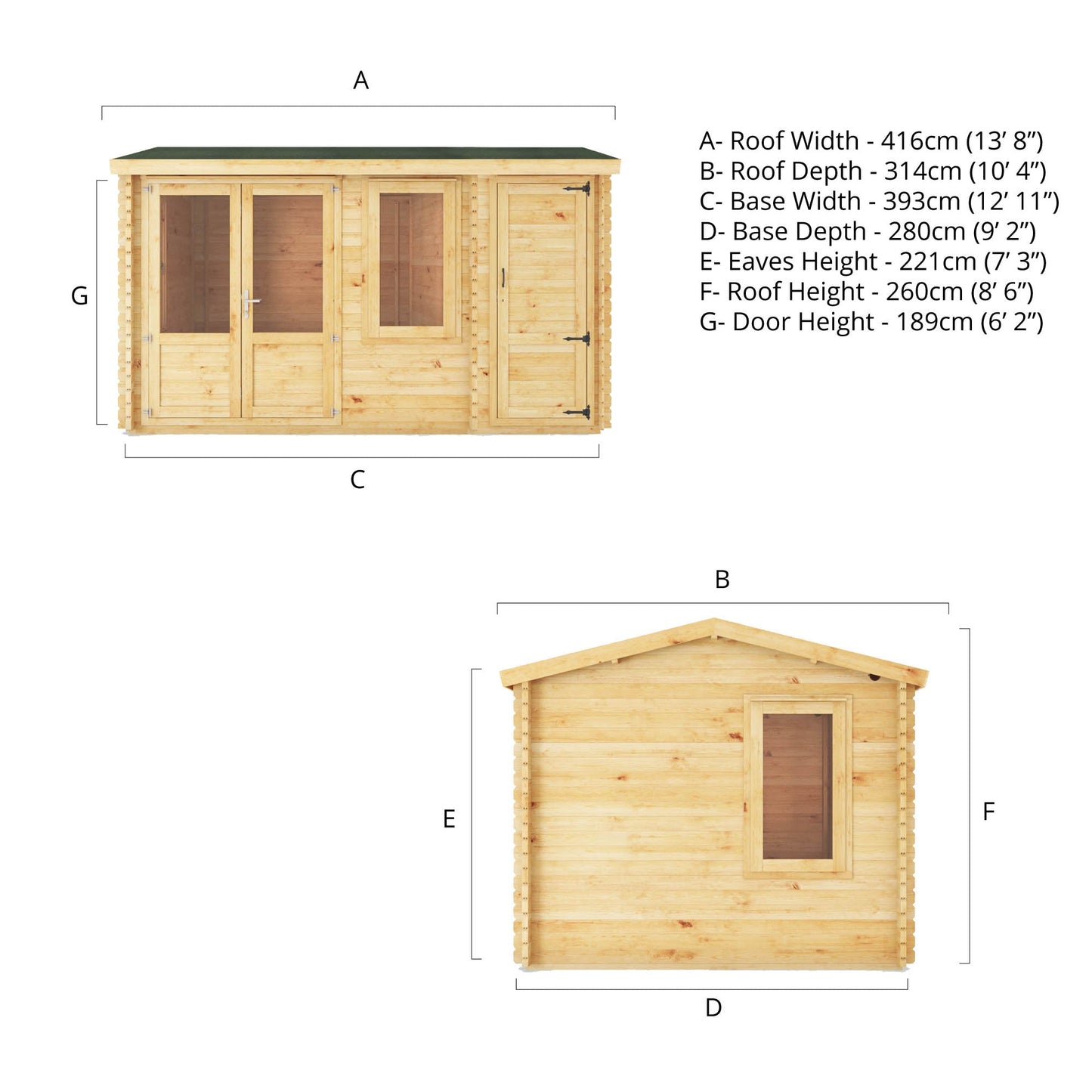 Mercia 4.1m x 3m Home Office Elite With Side Shed - 28mm